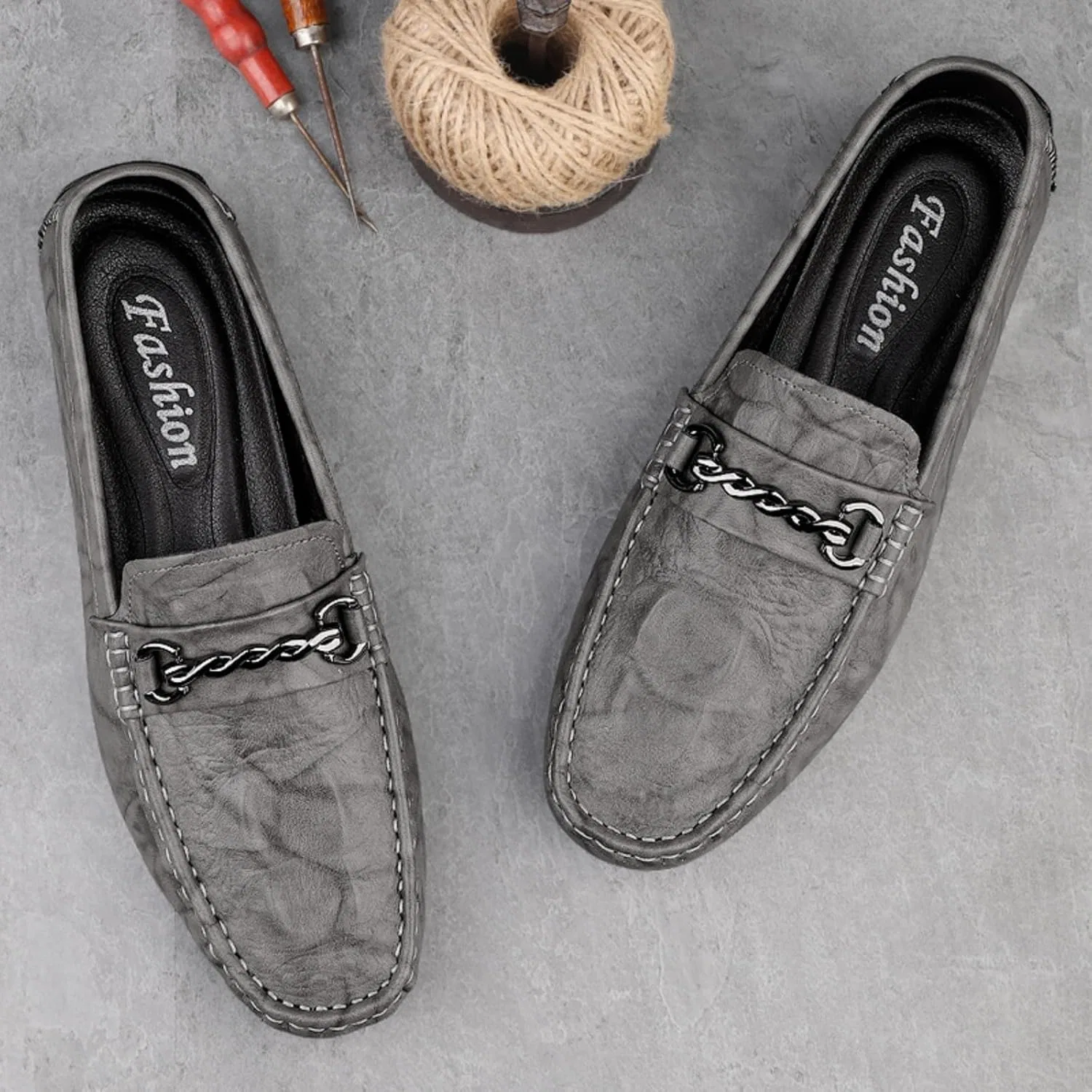 Мокасины кожаные Loafers Grey ZBKHZD — фото 3