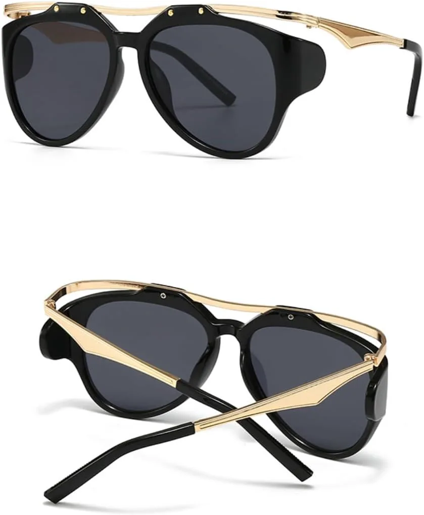 

Модные солнцезащитные очки с двойной перемычкой для женщин, ретро-градиентные, защита от УФ-излучения UV400, модные и уникальные для мужчин UATXTAU, Transparent Grey