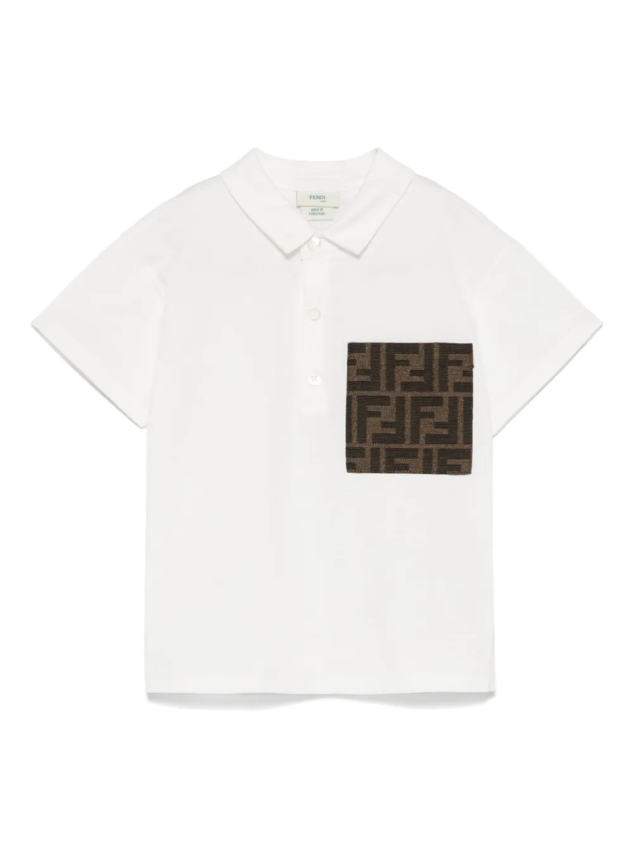 Жаккардовая рубашка поло с логотипом FF Fendi Kids, белый