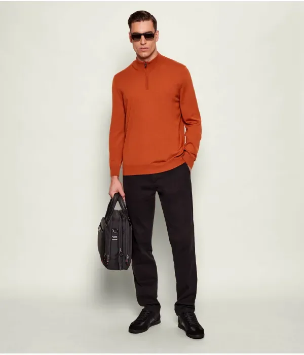 Шерстяной свитер Эбенджи regular fit Boss, медный — фото 2