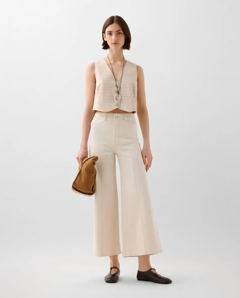 

Женские джинсы-кюлоты клеш с легкой эластичностью Scalpers, бежевый/белый