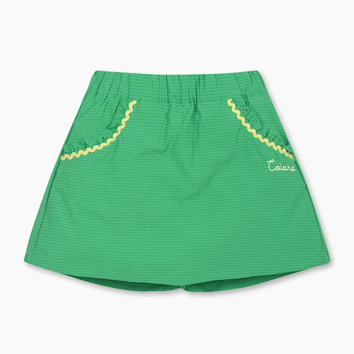Детские юбка-брюки из сирсакера зелёные от Benetton Kids