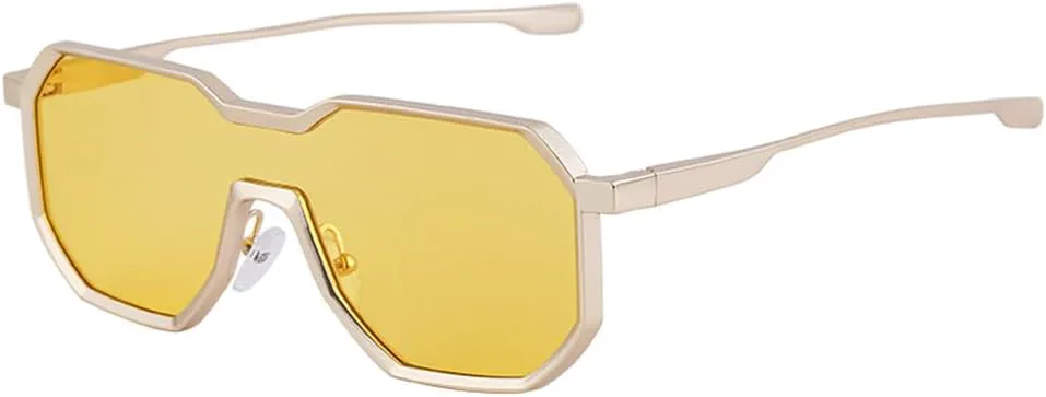 

Мужские солнцезащитные очки в стиле металл-панк с цельными линзами, зеркальные, женские с градиентным цветом, защита от УФ-излучения UV400 KTUCN, C3yellow