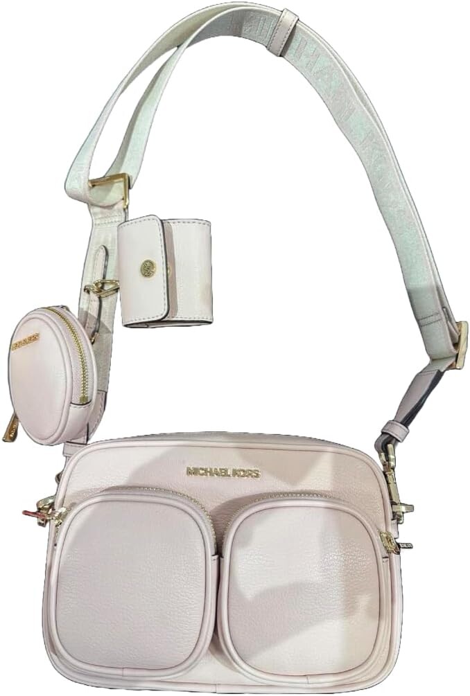 

Michael Kors Jet Set Средняя Кожаная Сумка Через Плечо Tech Attached (Пудровые Румяна)