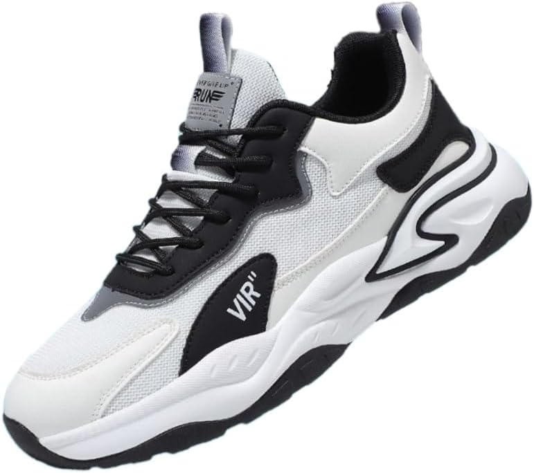 

Мужские модные спортивные кроссовки - сетчатый материал для вентиляции, противоскользящие и износостойкие, легкие и удобные, подходят для бега, активного отдыха на свежем воздухе и повседневного использования Fmshi, белый