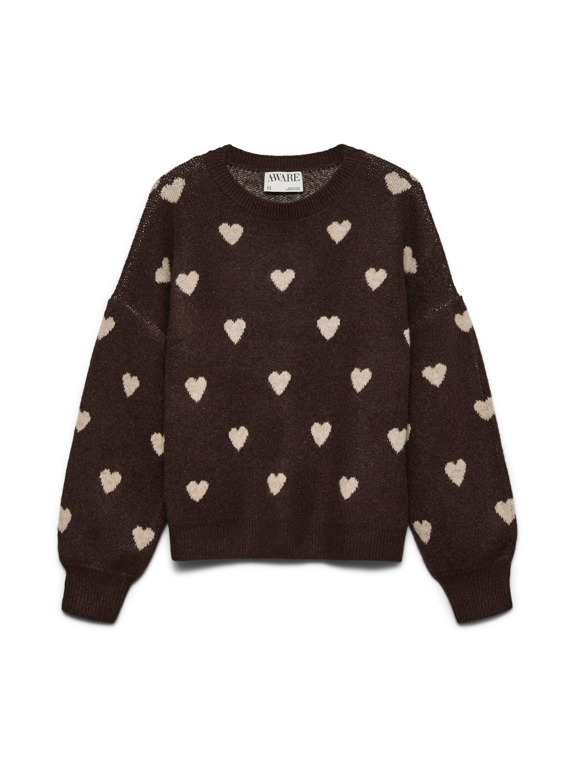 

VERO MODA Свитер 'AWHeart' в темно-коричневом цвете