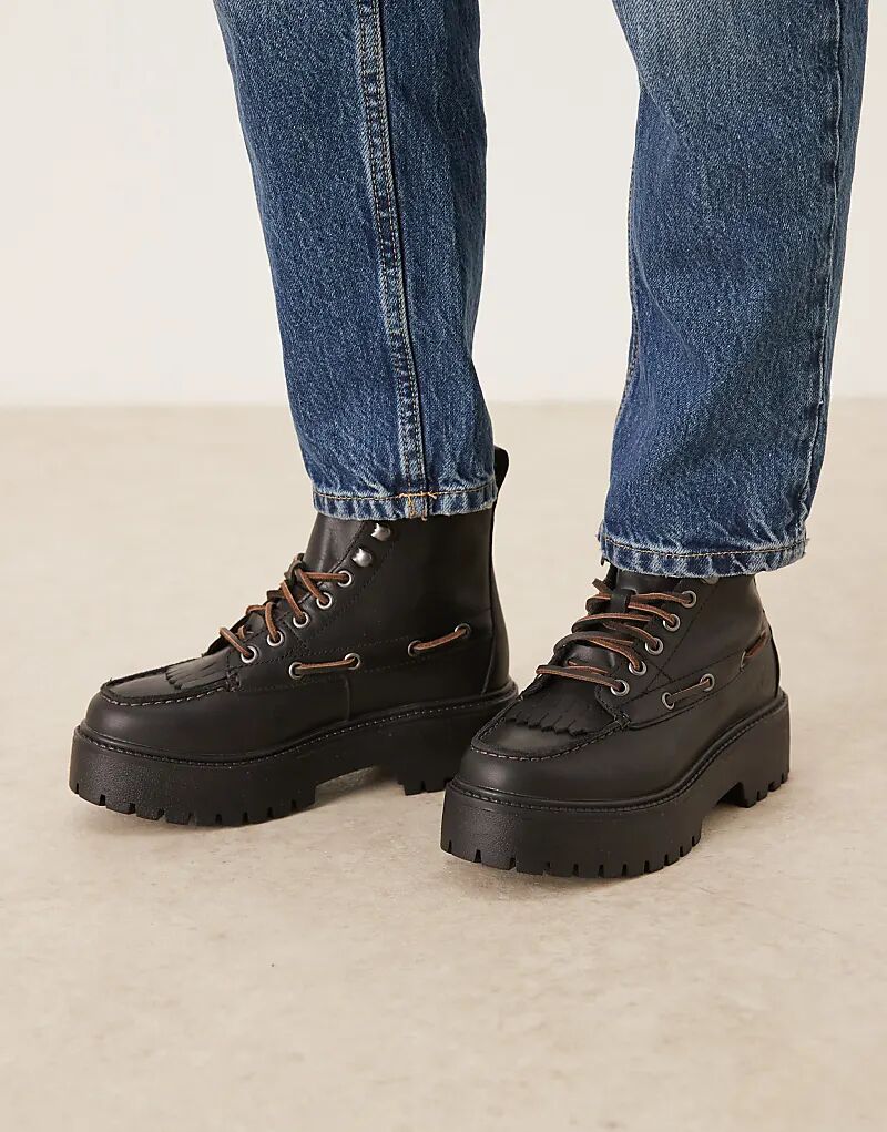 Ботинки Timberland Stone Street 7 Eye на платформе из черной кожи