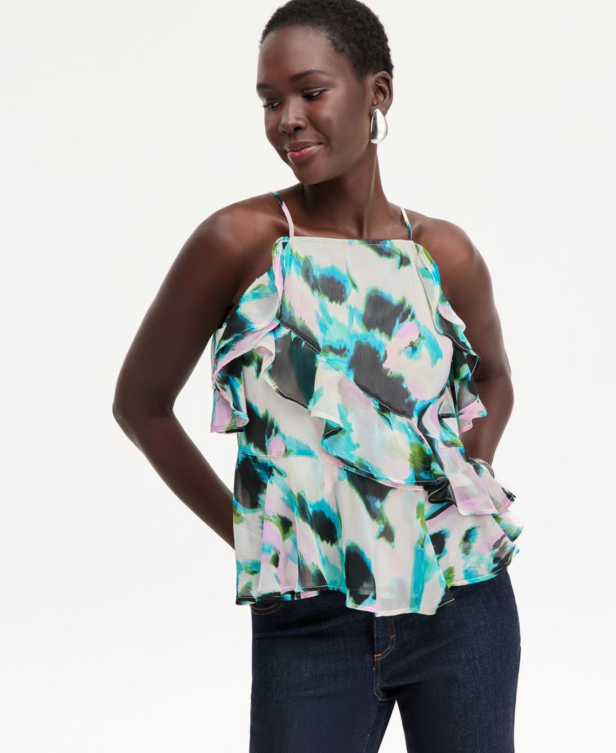 

Женская майка с оборками и воротником-фартуком INC International Concepts, Meera Abstract