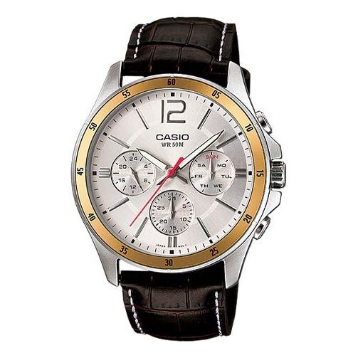 

Часы CASIO ENTICER Series Retro Leather Strap Water Proof Men's Waterproof Mens Brown Analog, коричневый
