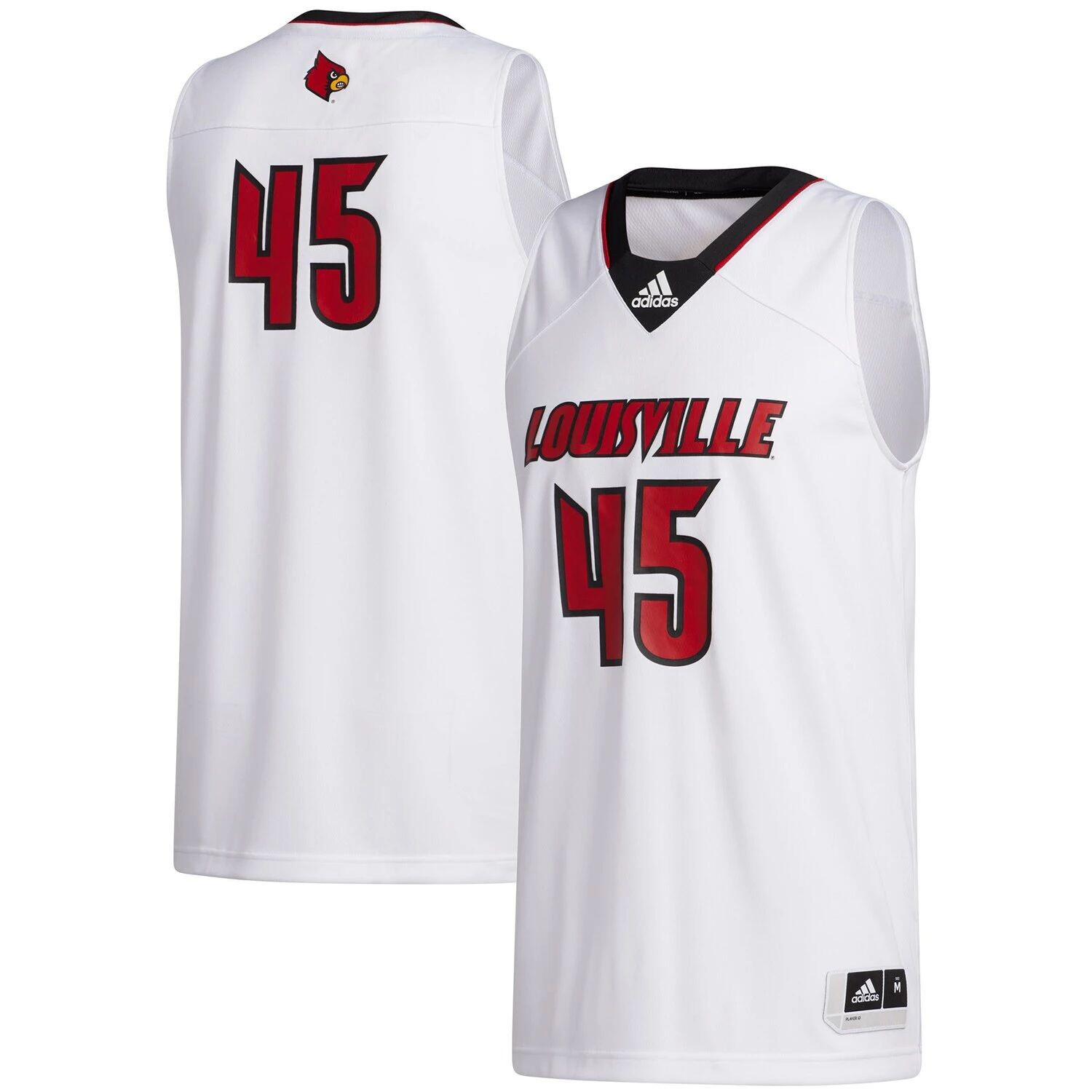 

Мужская белая майка Adidas #45 Louisville Cardinals Swingman