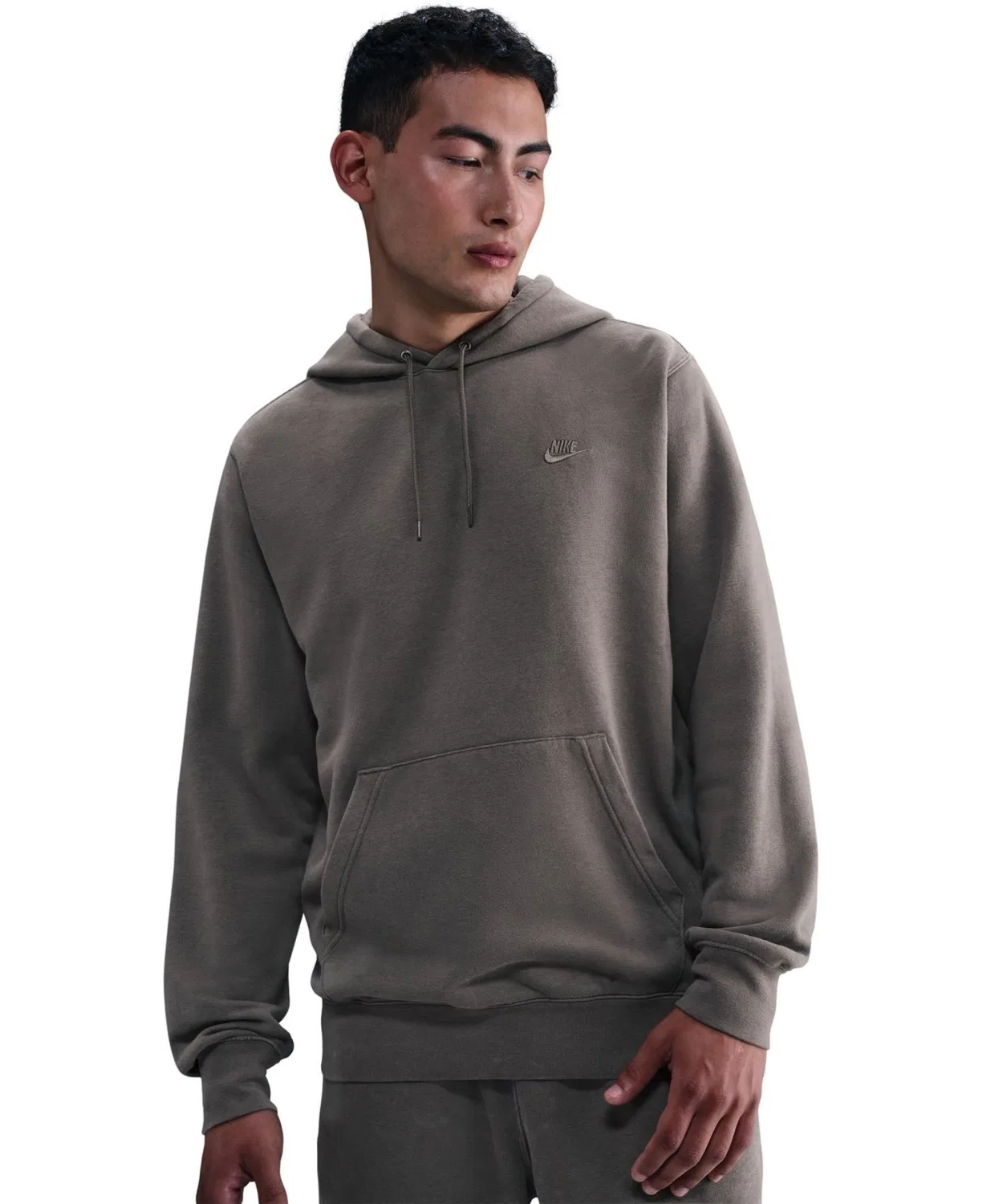 Толстовка Nike Club BB L/S с капюшоном, флисовая, тёмно-серый