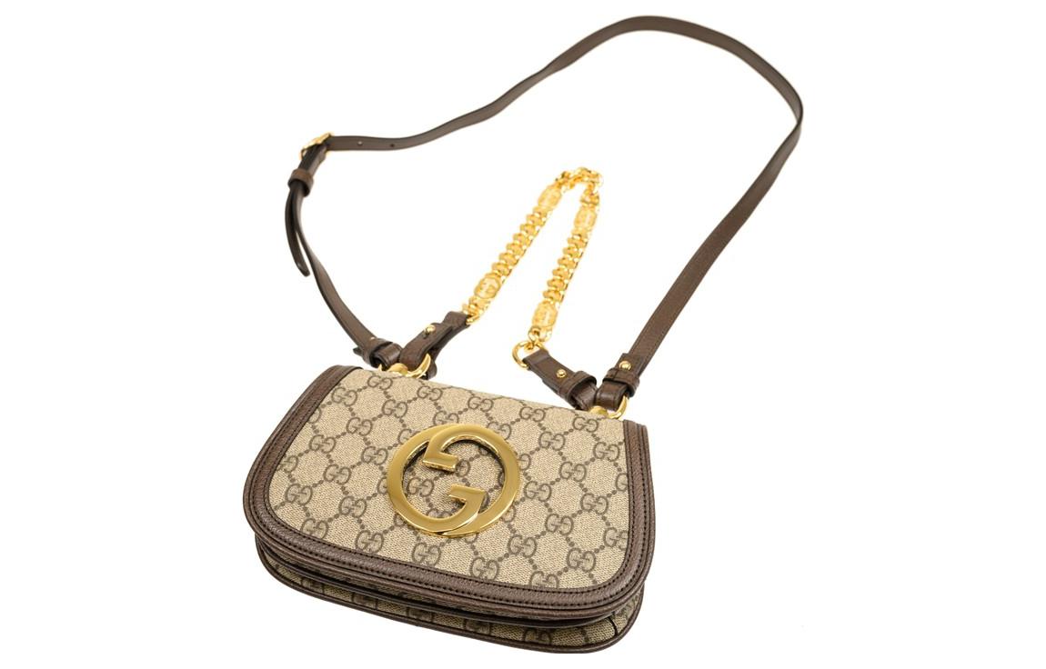 Мини-сумка через плечо GUCCI Blondie из канвы с кожаной отделкой — фото 4