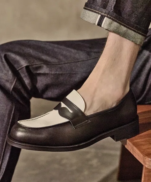 Мужские лоферы из натуральной кожи CUSTOMADE CR0087BW чёрно-белые — фото 4
