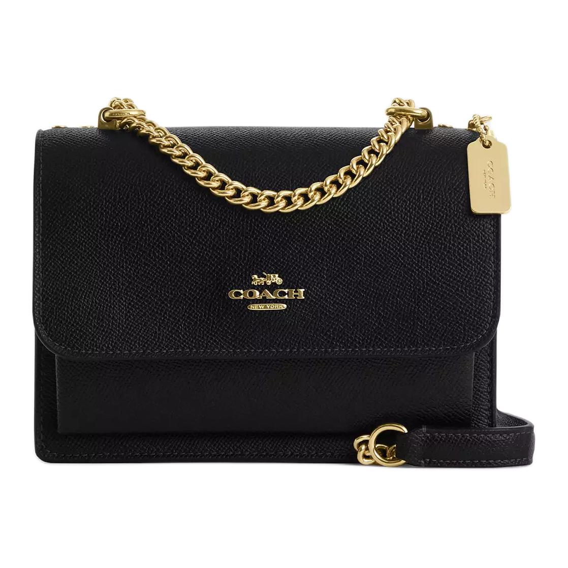 

COACH Кожаная мини сумка через плечо женская черная