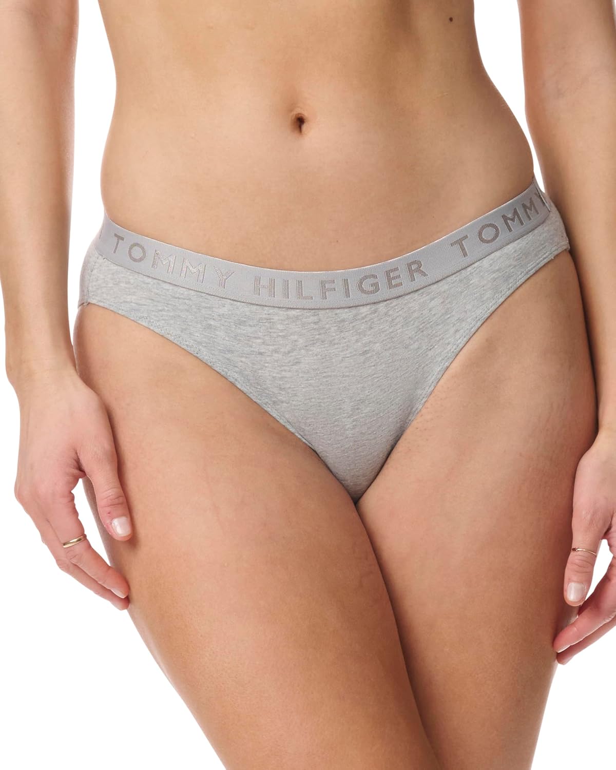 Женские хлопковые бикини с логотипом Tommy Hilfiger, комплект из 6 шт., Heather Grey/Bright White/Black — фото 2