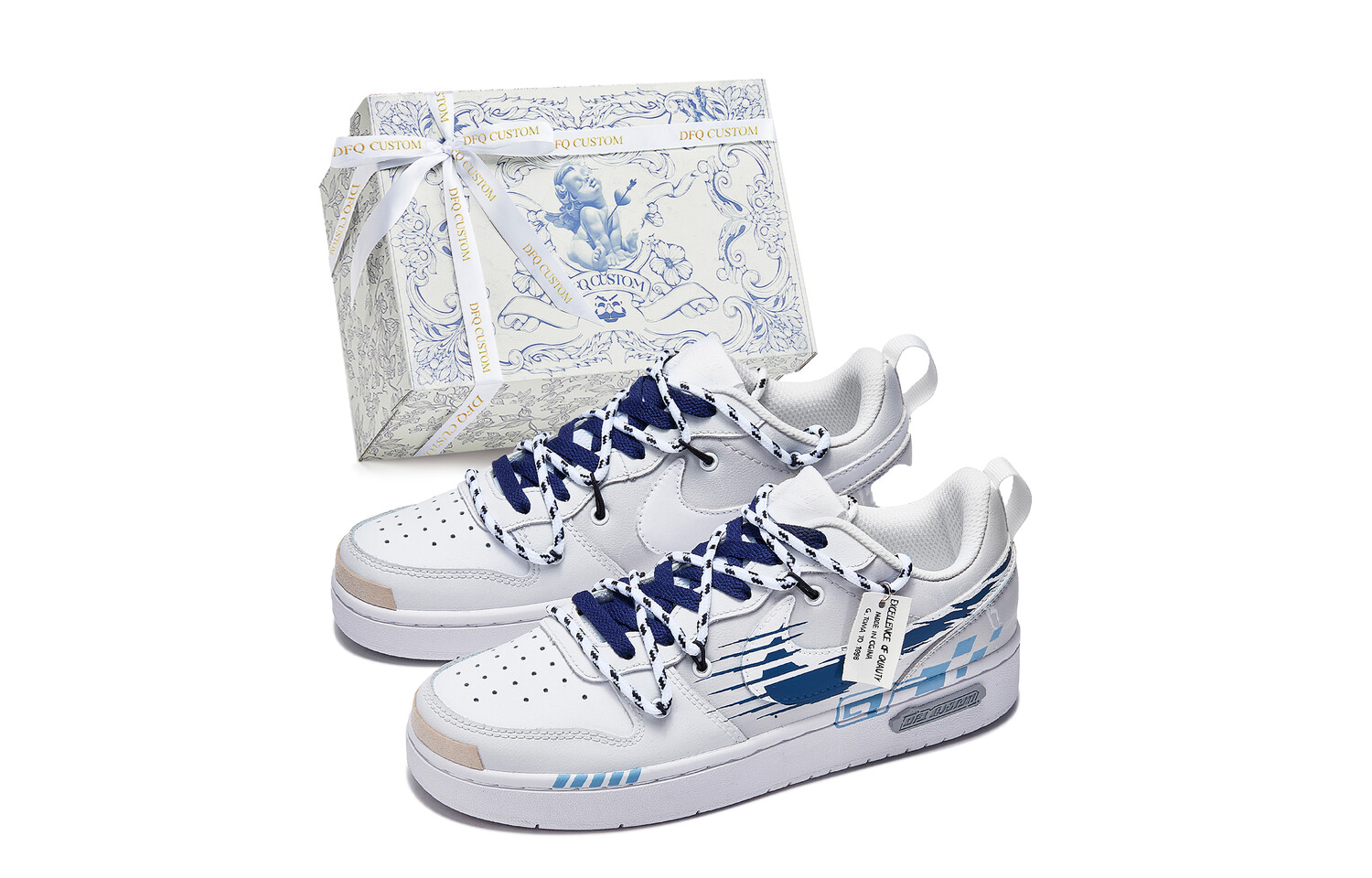 

Кроссовки Nike Court Borough Skateboard Shoes Women's Low-Top Blue White, Синий, Кроссовки Nike Court Borough Skateboard Shoes Women's Low-Top Blue White