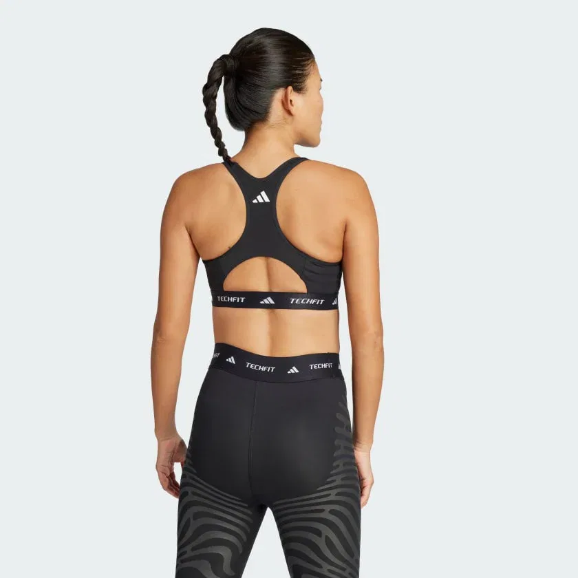 Женский бюстгальтер adidas Techfit Control средней поддержки, черный — фото 2