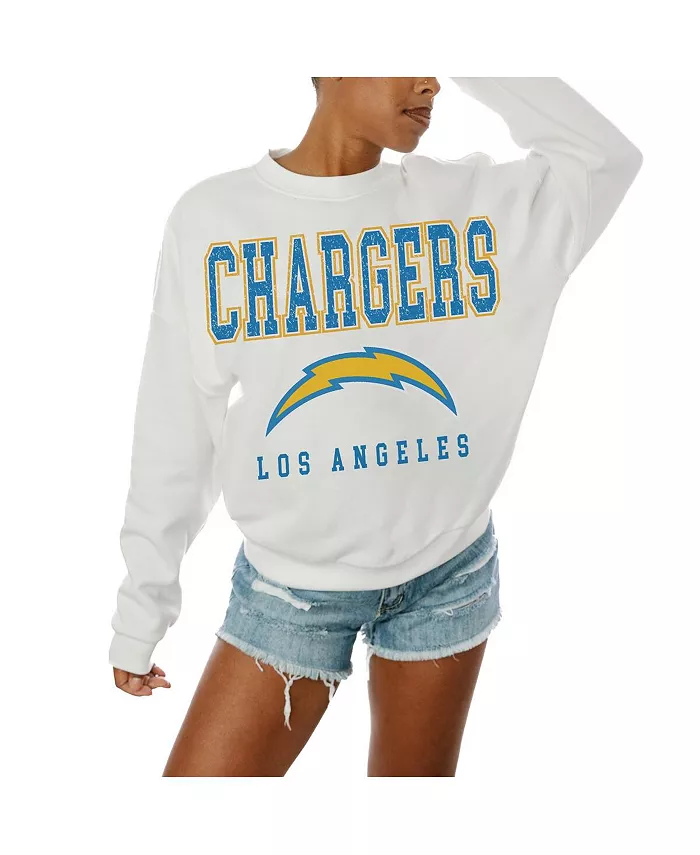 

Женская белая толстовка Los Angeles Chargers Sunday Drives с круглым вырезом Gameday Couture