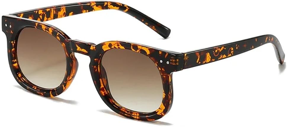 

Круглые солнцезащитные очки с градиентным покрытием для женщин и мужчин, защита от ультрафиолета UV400, в стиле панк, для активного отдыха и путешествий UYPTK, Leopard Tea