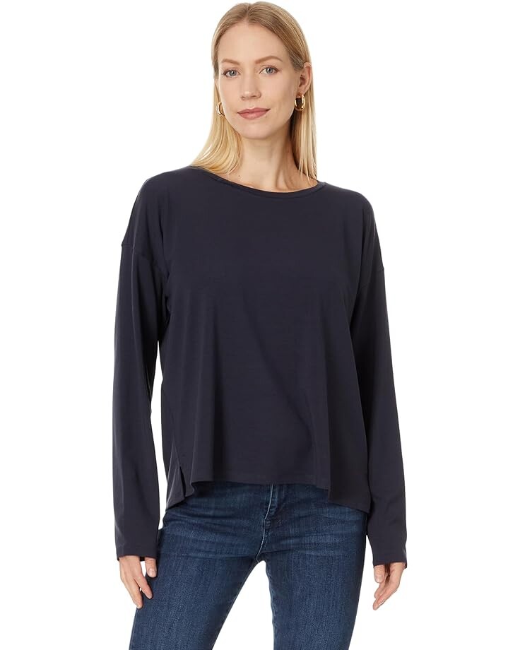 

Топ Eileen Fisher Crew Neck Box Top, цвет Nocturne