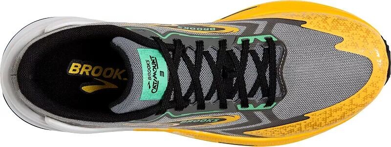 Мужские кроссовки для бега по пересеченной местности Brooks Catamount 3, серый/желтый — фото 4
