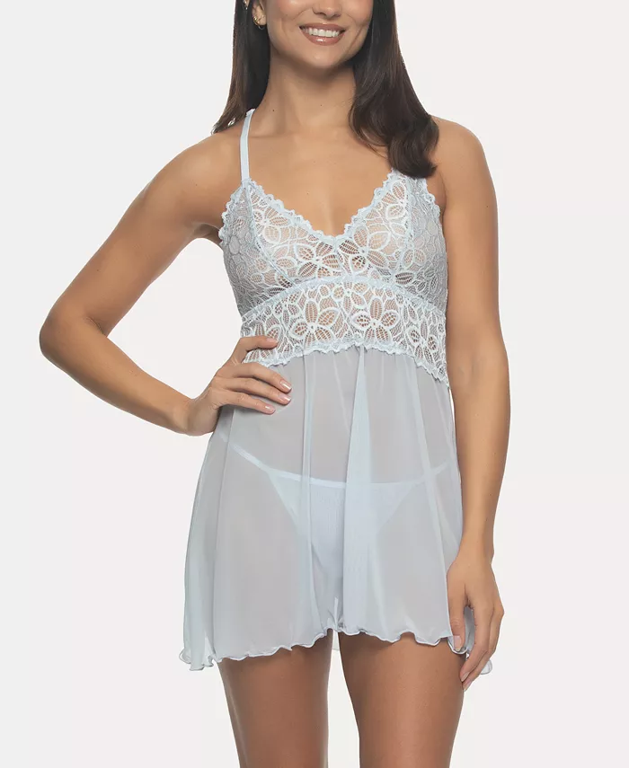 

Женский комплект нижнего белья Renee Sheer Babydoll Nightgown, 2 предмета Jezebel, синий
