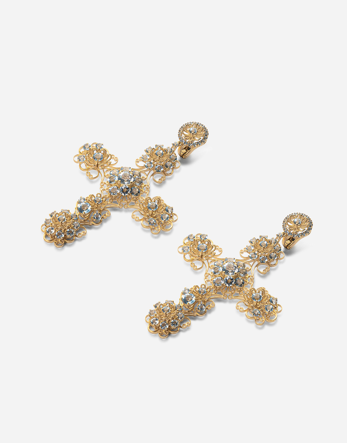 Серьги из филиграни из желтого золота 18 карат и аквамаринов Dolce & Gabbana, золото — фото 2