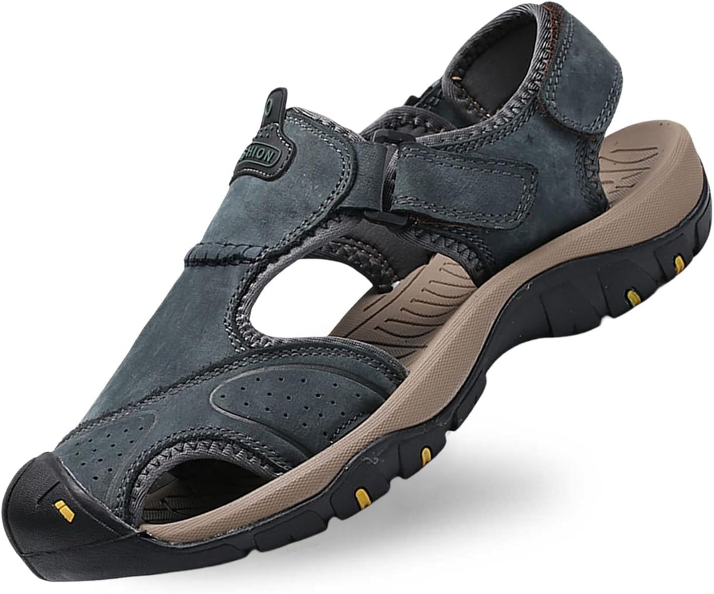 

Мужские летние кожаные сандалии, удобные, дышащие, с легкой подошвой, для прогулок на улице, повседневная легкая обувь Generic, темно-синий