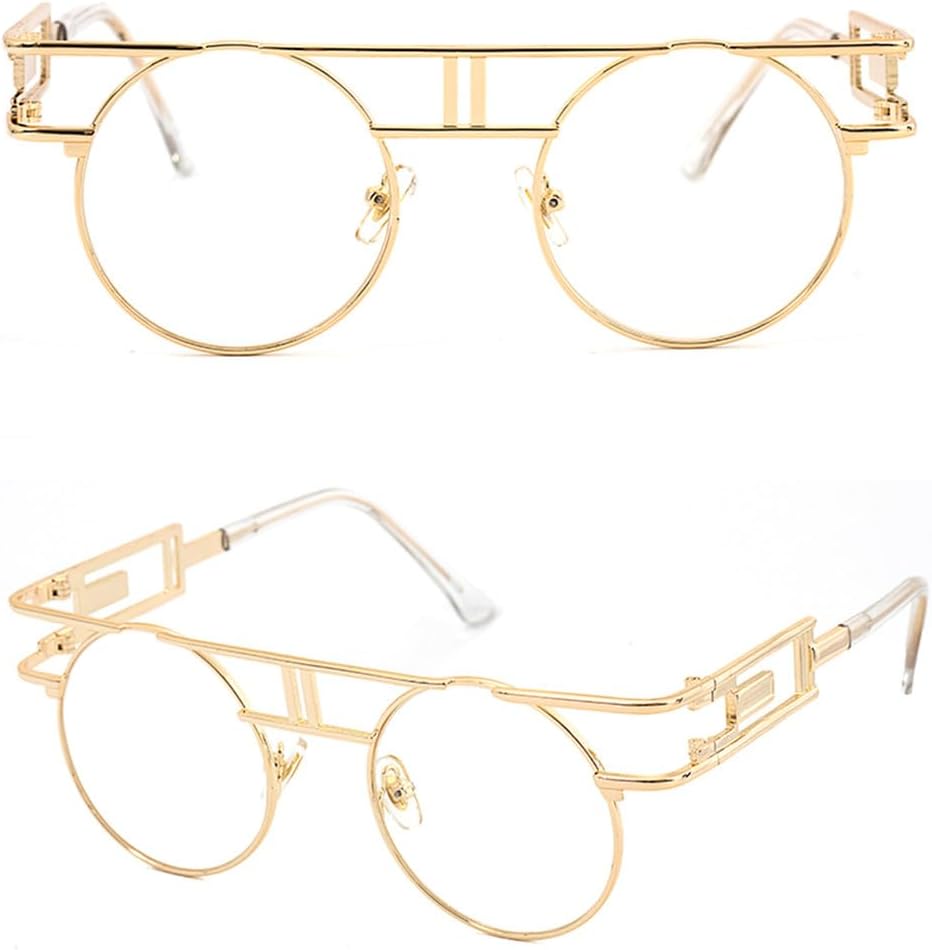 

Солнцезащитные очки в стиле стимпанк, женские ретро-солнцезащитные очки, мужские готические круглые солнцезащитные очки с защитой от УФ-излучения UV400 generic, Gold-clear