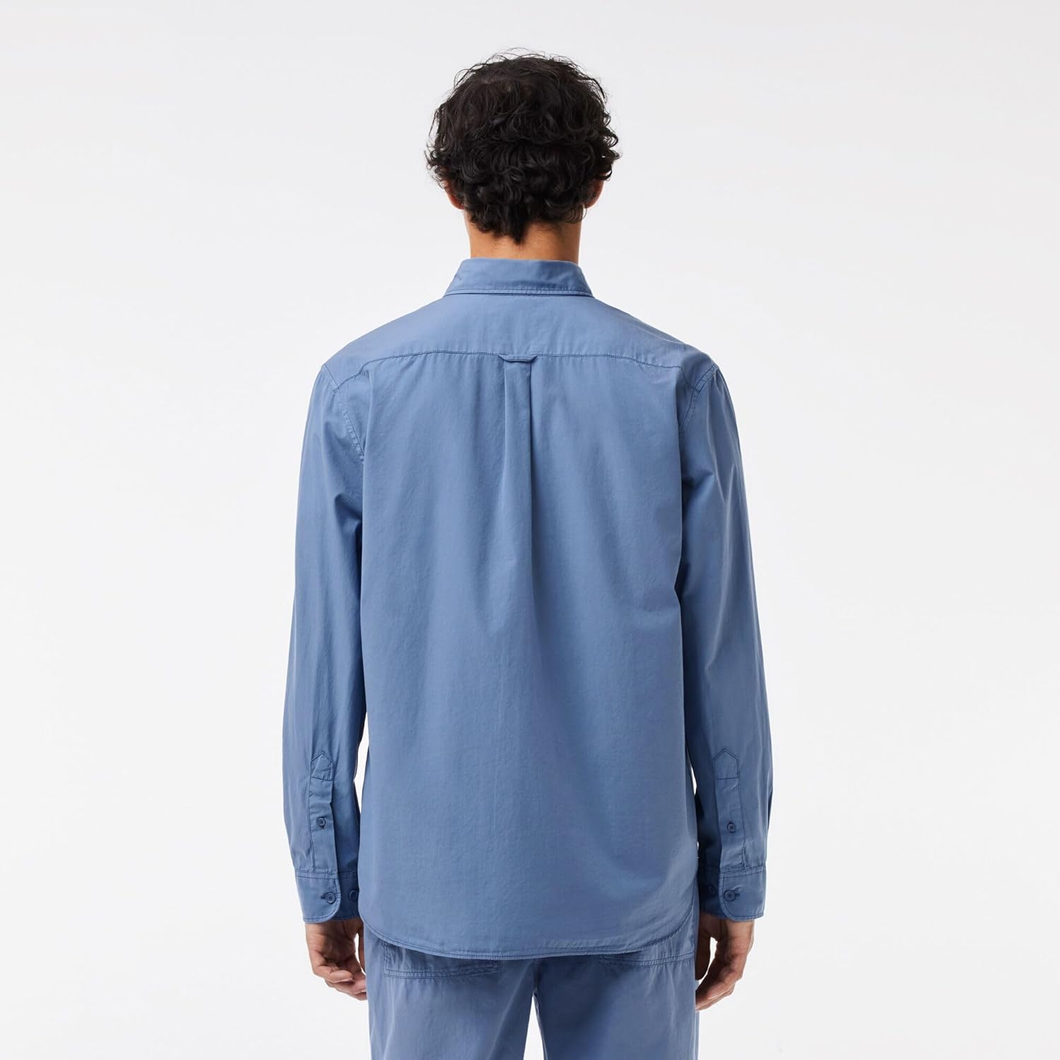 Lacoste мужская длинная рубашка свободного кроя из поплина, Stonewash — фото 3