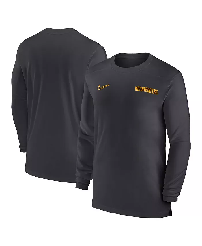 

Мужская антрацитовая футболка с длинным рукавом West Virginia Mountaineers 2024 Sideline Coach UV Performance Nike