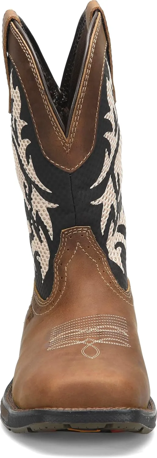 

БОТИНКИ PHANTOM RIDER DOUBLE-H Witness 11 с широкой квадратной защитной ноской для мужчин, с кожей Thomas Brown и оригинальной текстильной и TPU вставкой, коричневый