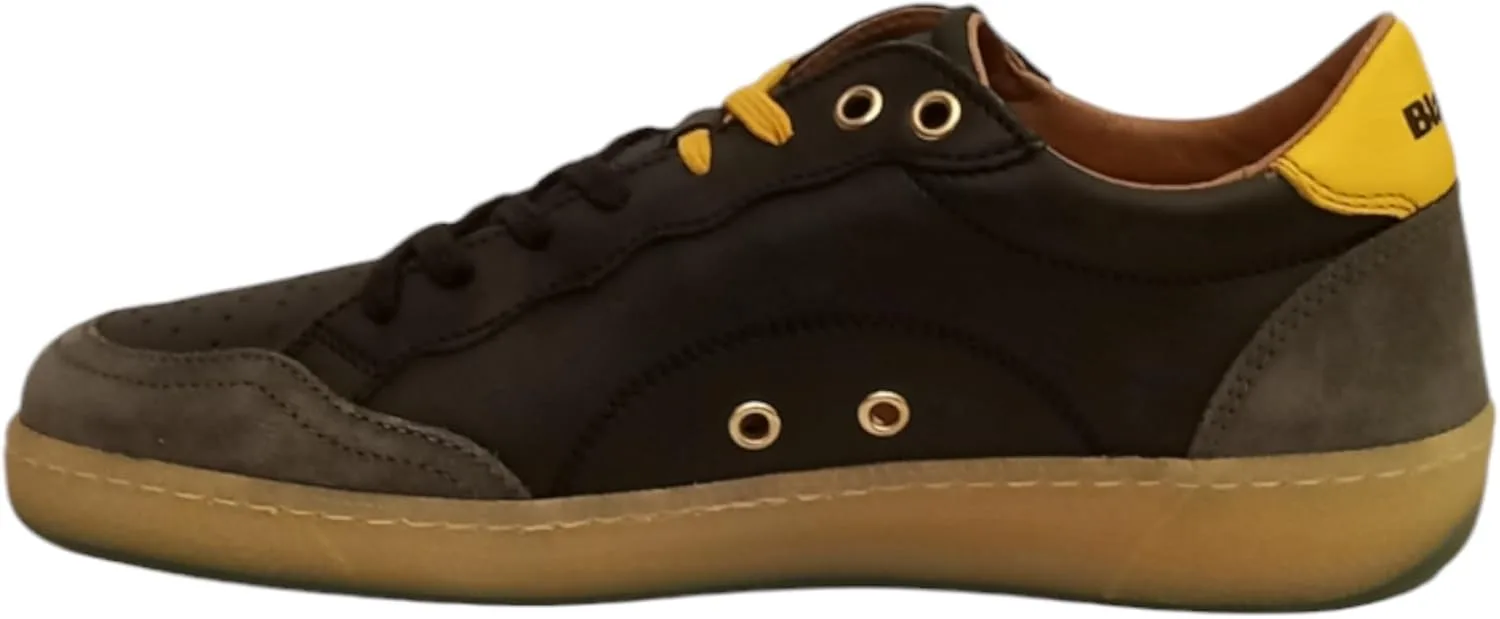 Кроссовки Blauer USA MURRAY01 Low Fashion Leather Unisex, черный/желтый/серый — фото 4