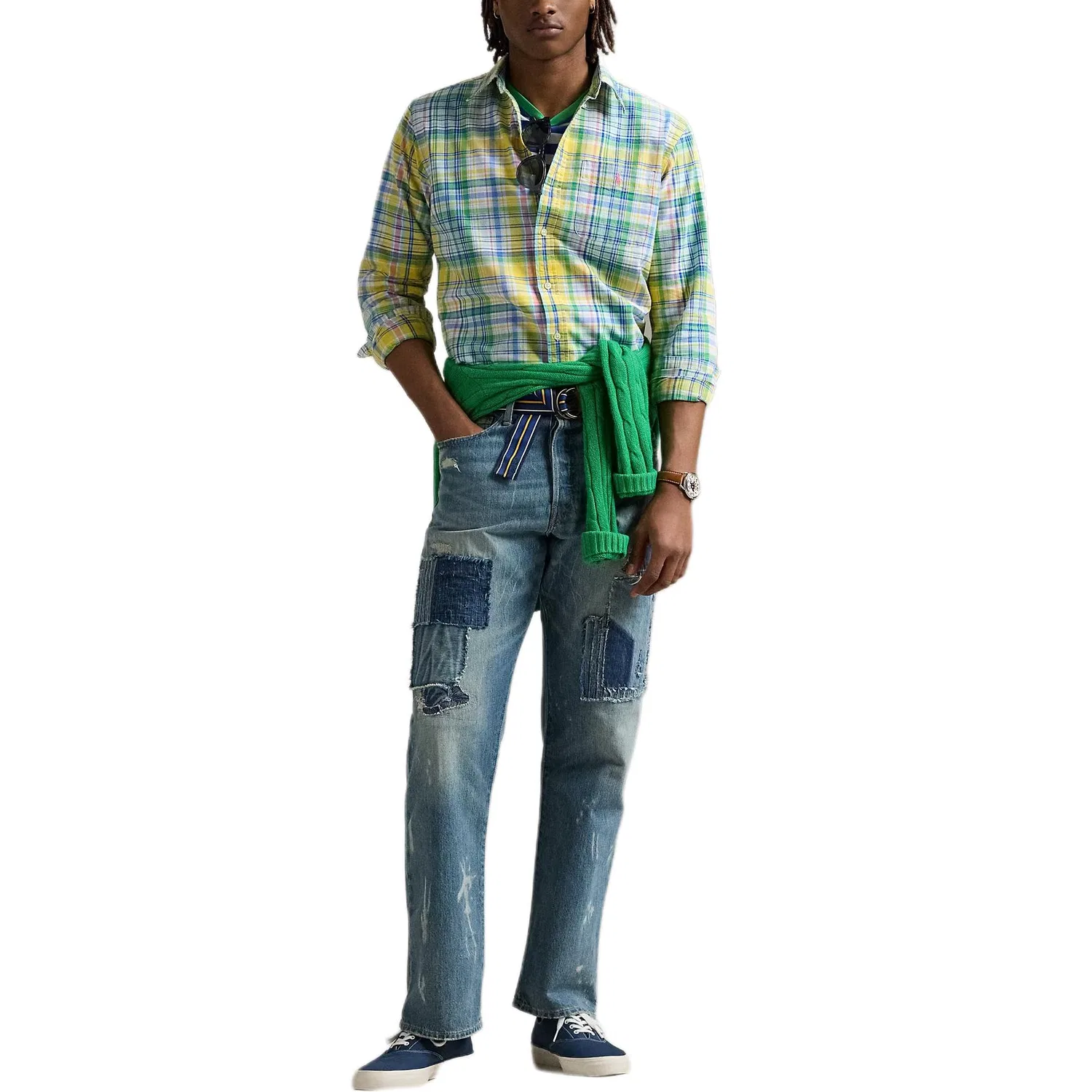 Рубашка мужская Yellow/Green Multicolor Moderate Polo Ralph Lauren — фото 3