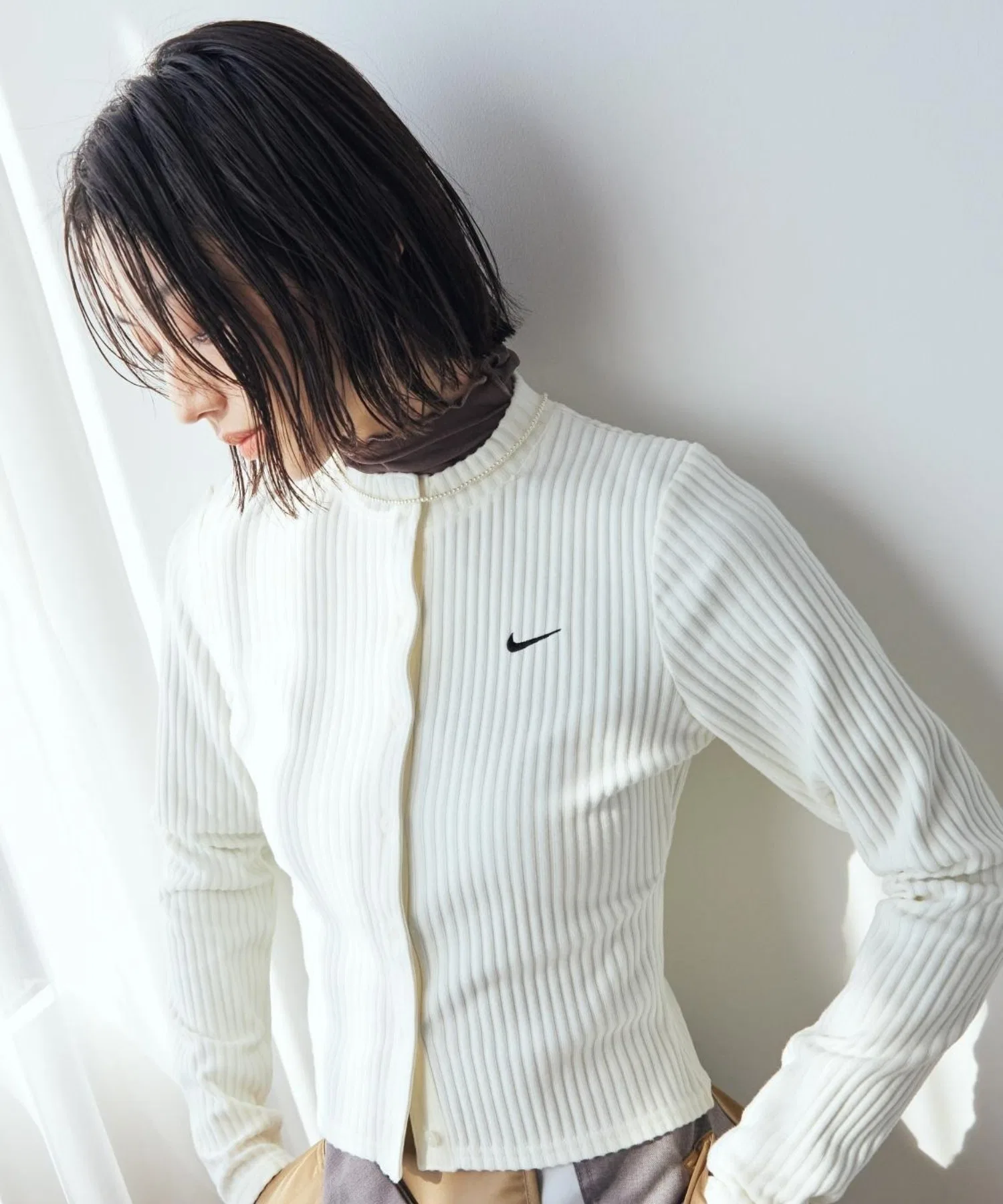 Женский облегающий кардиган Nike Sportswear Chill Knit с широкой ребристой отделкой IF0235-133 Sail