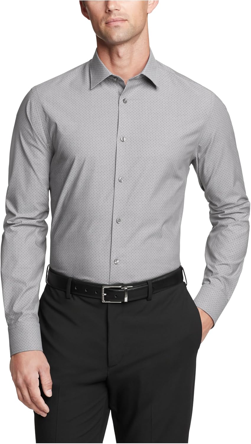

Мужская рубашка Calvin Klein Slim Fit из тонкого хлопкового эластичного материала, Multi Grey