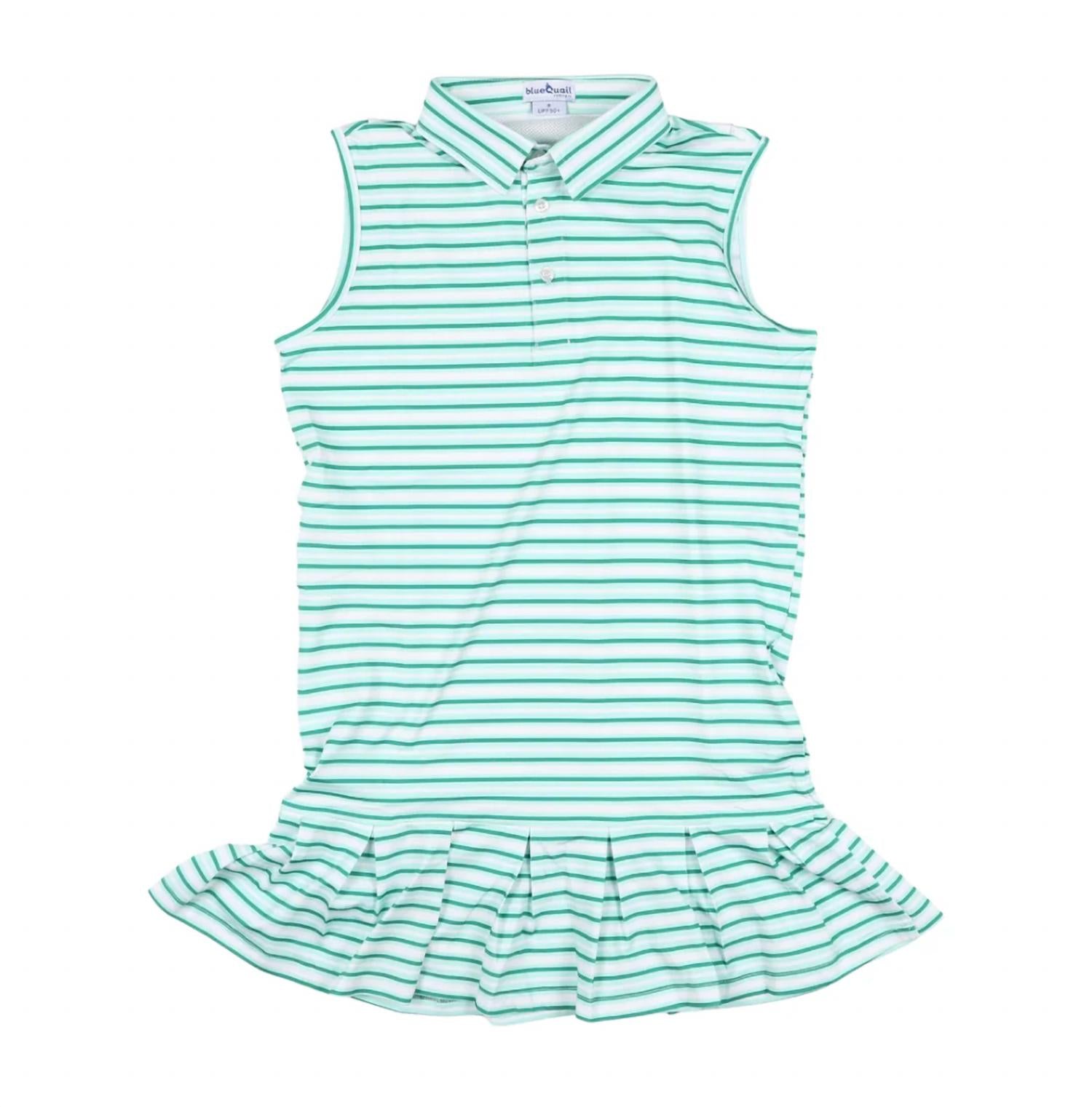 

Детское платье-поло в изумрудную полоску Blue Quail Clothing Co., изумрудный