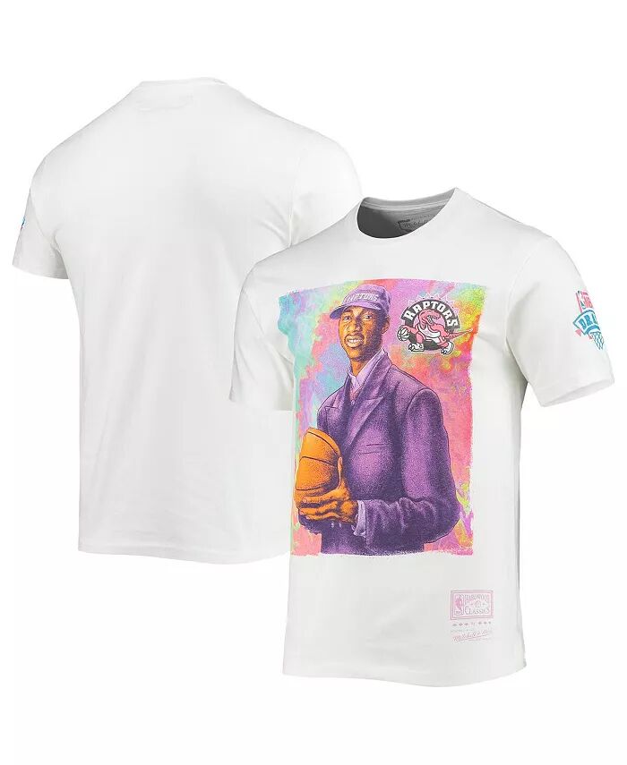 

Мужская белая футболка Tracy Mcgrady Toronto Raptors Hardwood Classics Draft Day Colorwash Mitchell & Ness