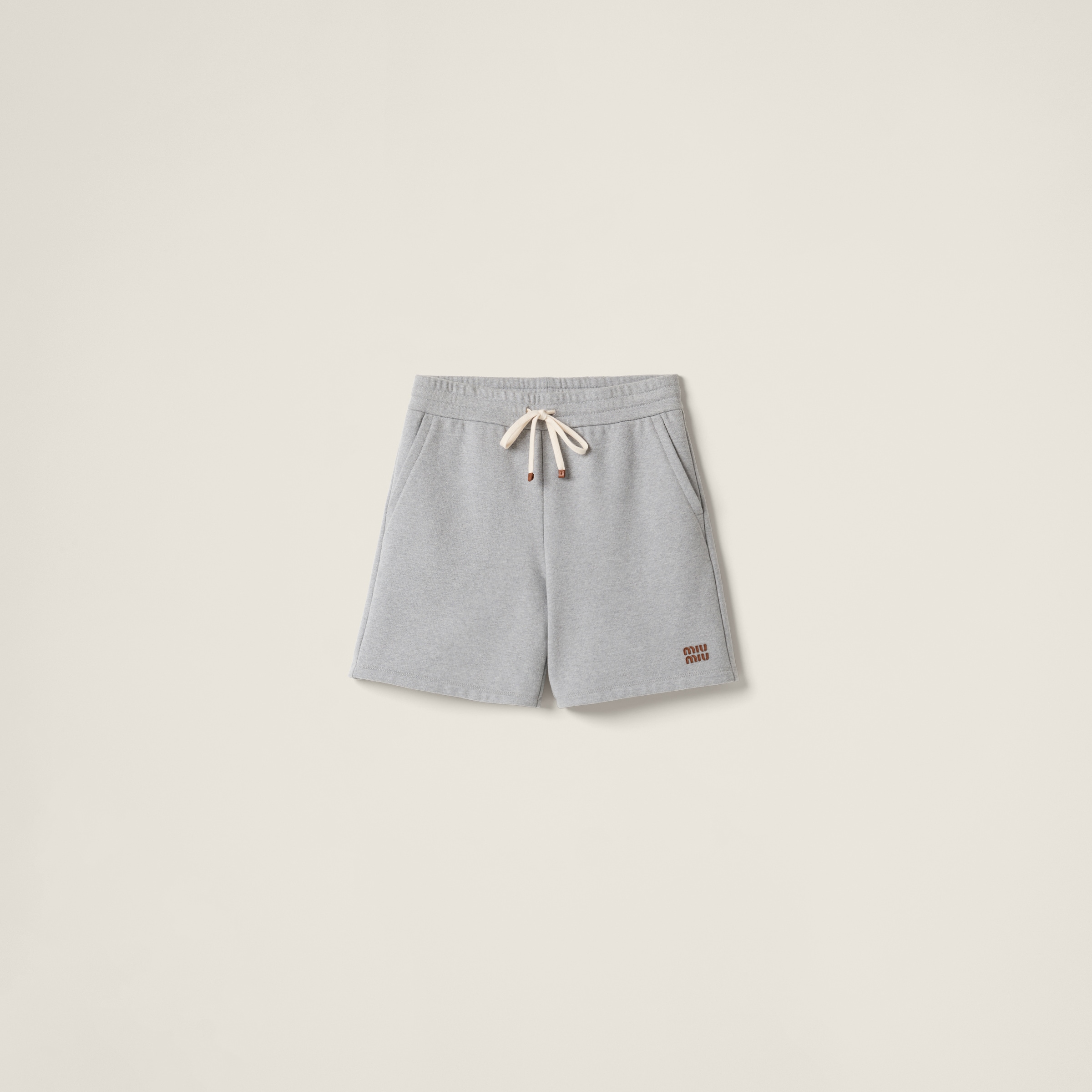

Бермуды из хлопкового флиса MIU MIU, серый