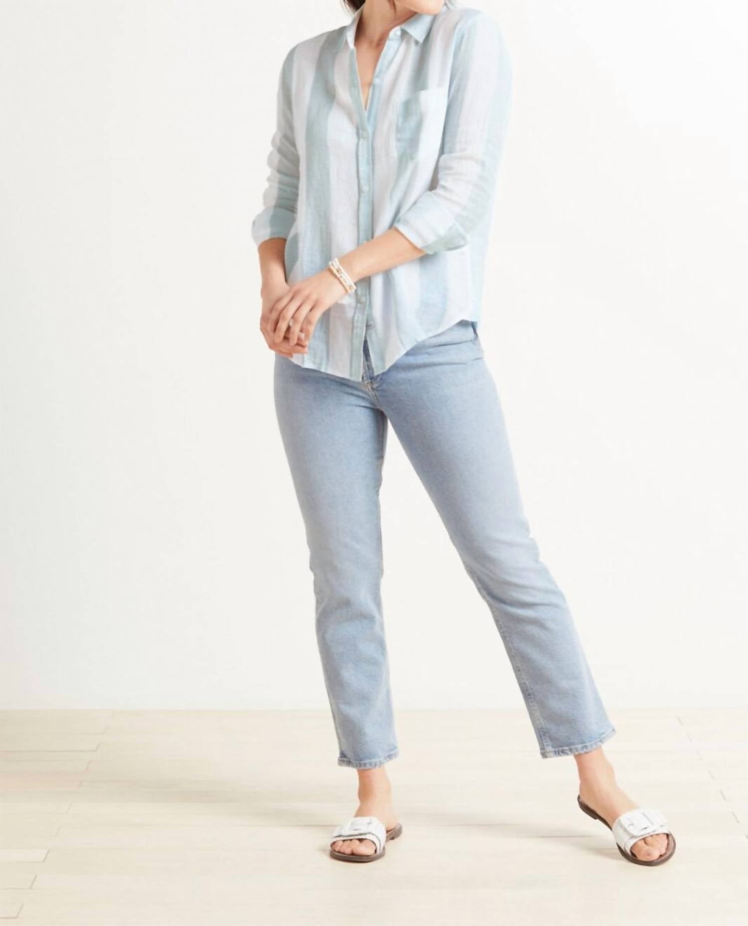

Рубашка Charli Button Down в полоску Moss Rails, цвет moss stripe
