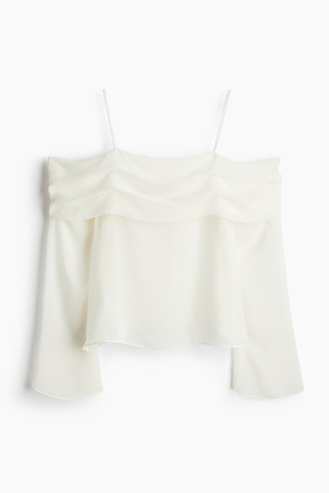 

Шифоновая рубашка без плеч H&M, бежевый