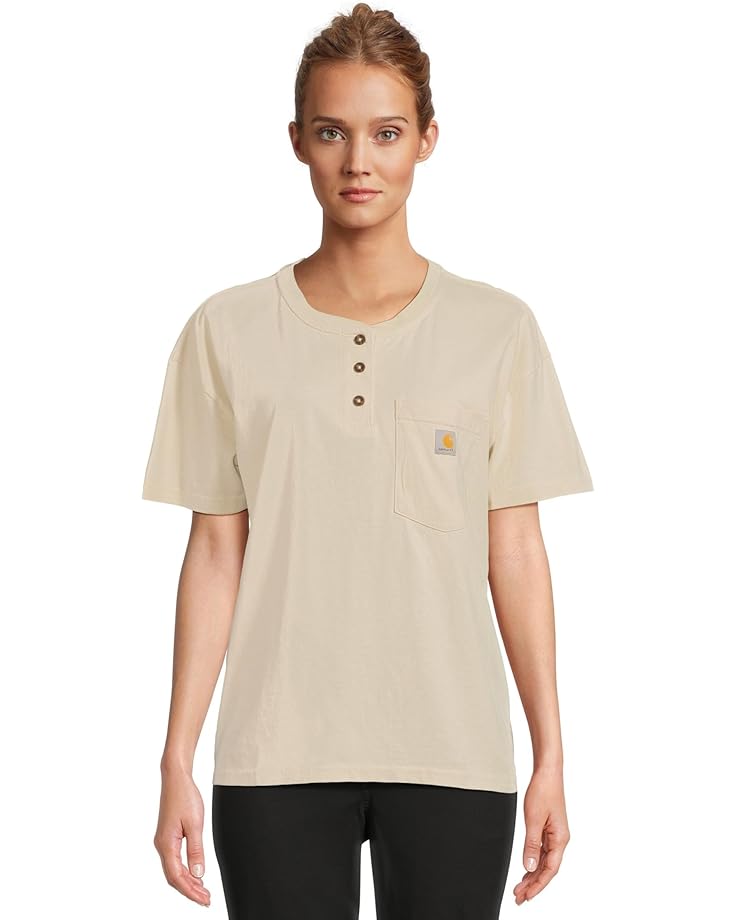 

Футболка Carhartt Loose Fit Short-Sleeve Heavyweight Henley T-Shirt, цвет Oat Milk