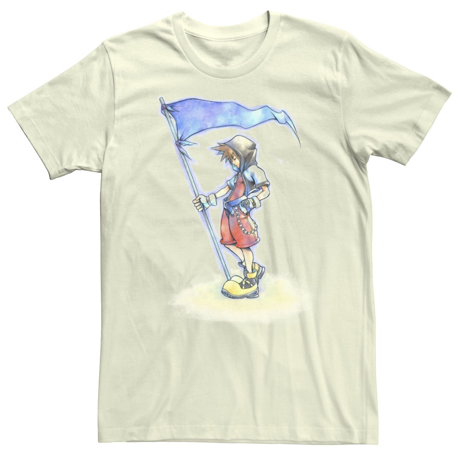 

Мужская футболка Kingdom Hearts Sora с акварельным флагом Licensed Character