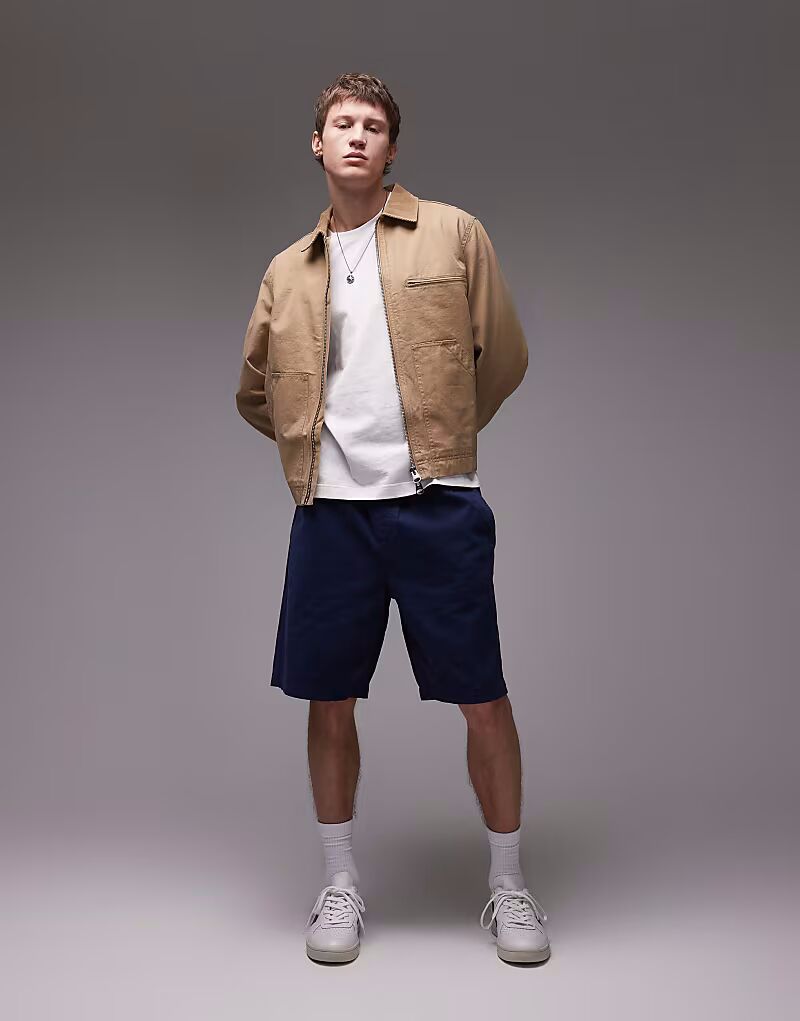 

Шорты-чиносы Topman из стираного хлопка темно-синего цвета
