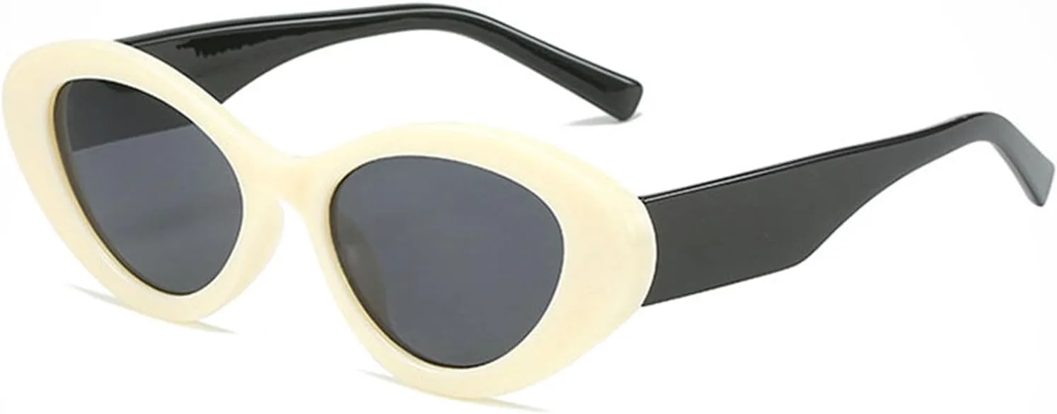 

Винтажные овальные солнцезащитные очки для женщин, дизайнерские, в маленькой оправе, «кошачий глаз», ретро, ​​черные с желтыми линзами, круглые helena, C5