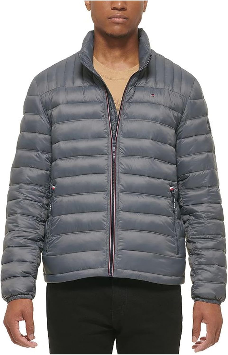 

Мужская стеганая куртка Tommy Hilfiger с вышитым логотипом, Darkgray
