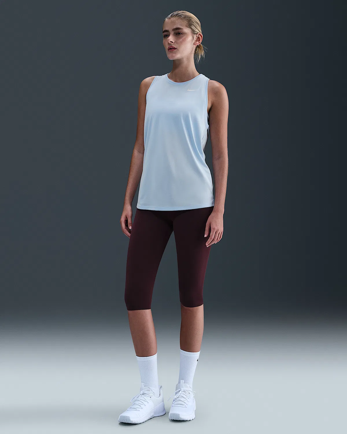Женский тренировочный топ Nike Dri-FIT, Celestine Blue/White — фото 4