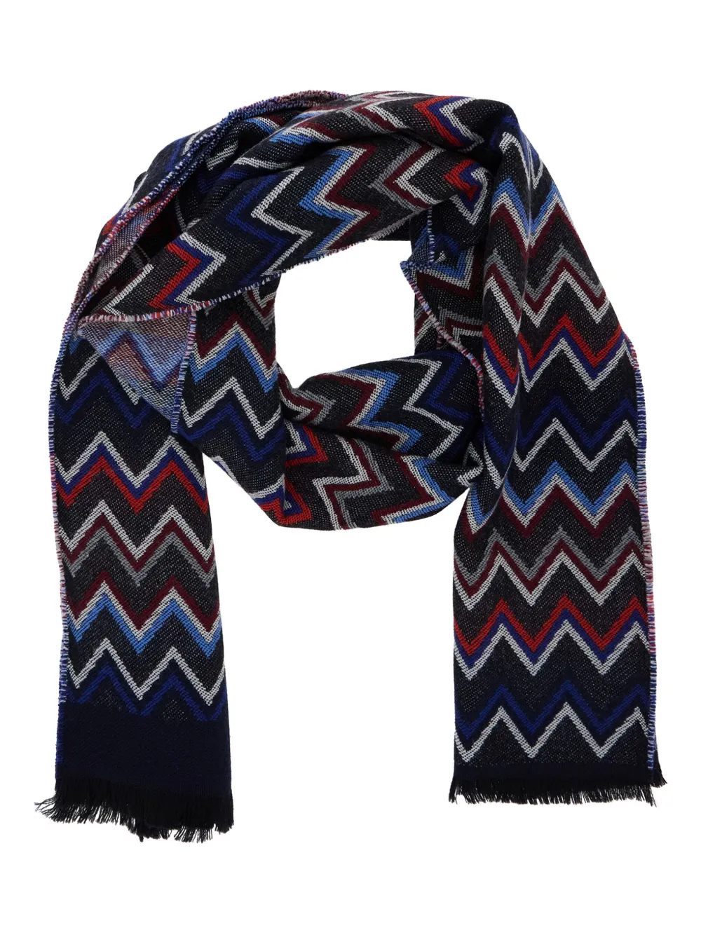 

Шерстяной шарф с зигзагообразной бахромой Missoni, черный