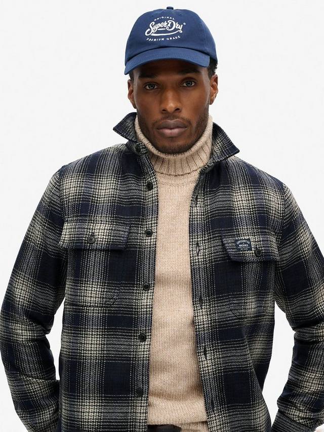 Верхняя рубашка в клетку на флисовой подкладке Superdry, цвет Over Ombre Navy — фото 4