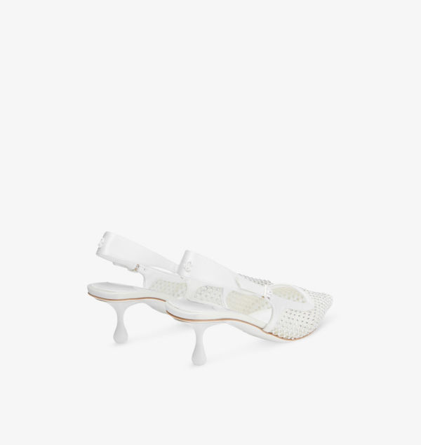 Атласные туфли Amel на каблуке с кристаллами и сеткой Jimmy Choo, мультиколор — фото 4